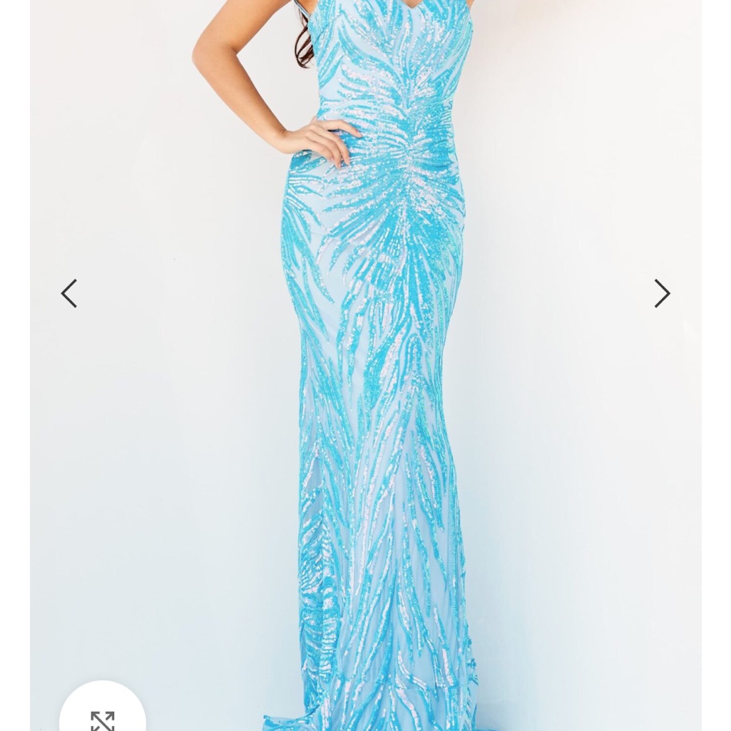 Jovani Iridescent Blue Sequin Prom Dress